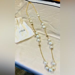 J. Crew Gold Pearl and Diamond long necklace